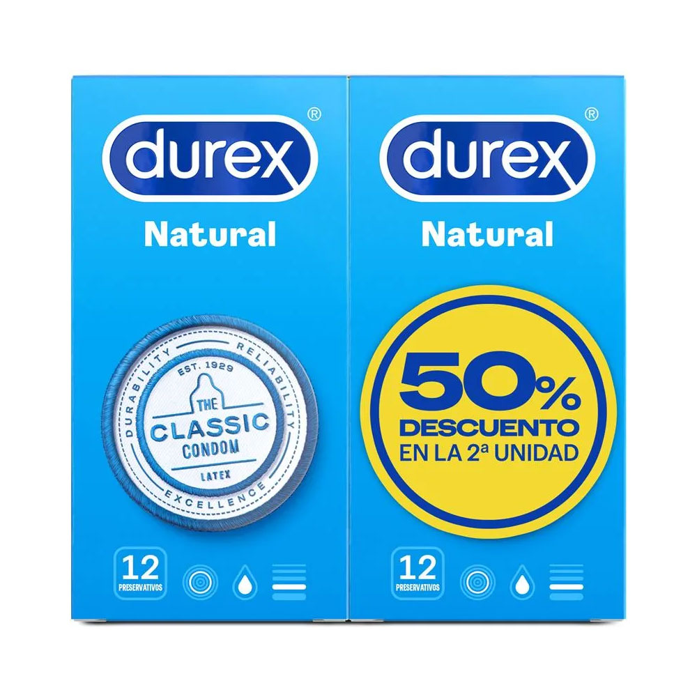 DUREX NATURAL DUPLO 50% PLUS PRESERV 12 UNIDADES
